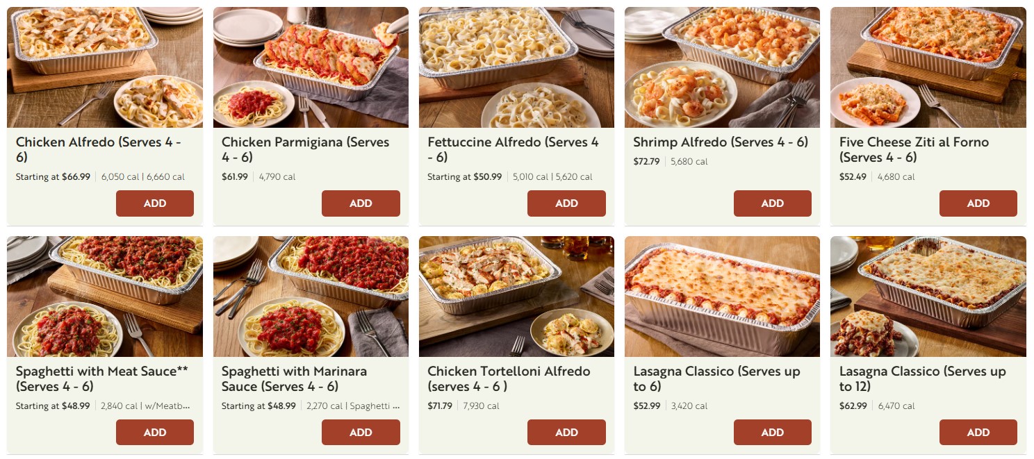 Olive garden catering pans