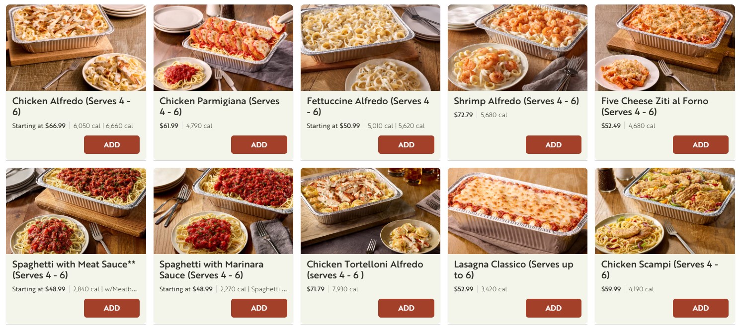 Olive garden family meals