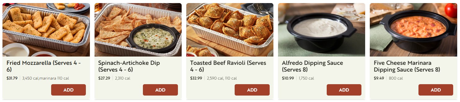 olive garden catering appetizers